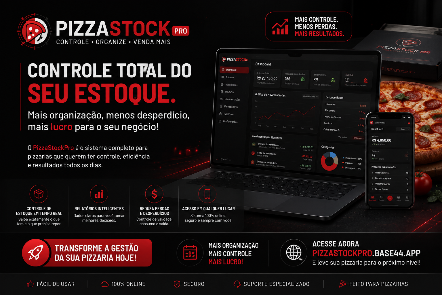 Sistema PizzaStockPro — Controle total do estoque da sua pizzaria